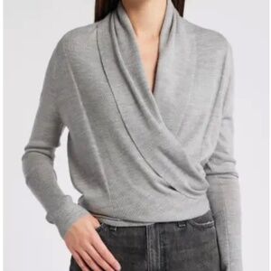 NWT AllSaints Wasson Rib Open Front Wool Cardigan